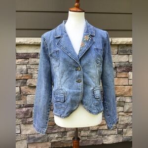 D.jeans Fitted denim blazer size L embroidered